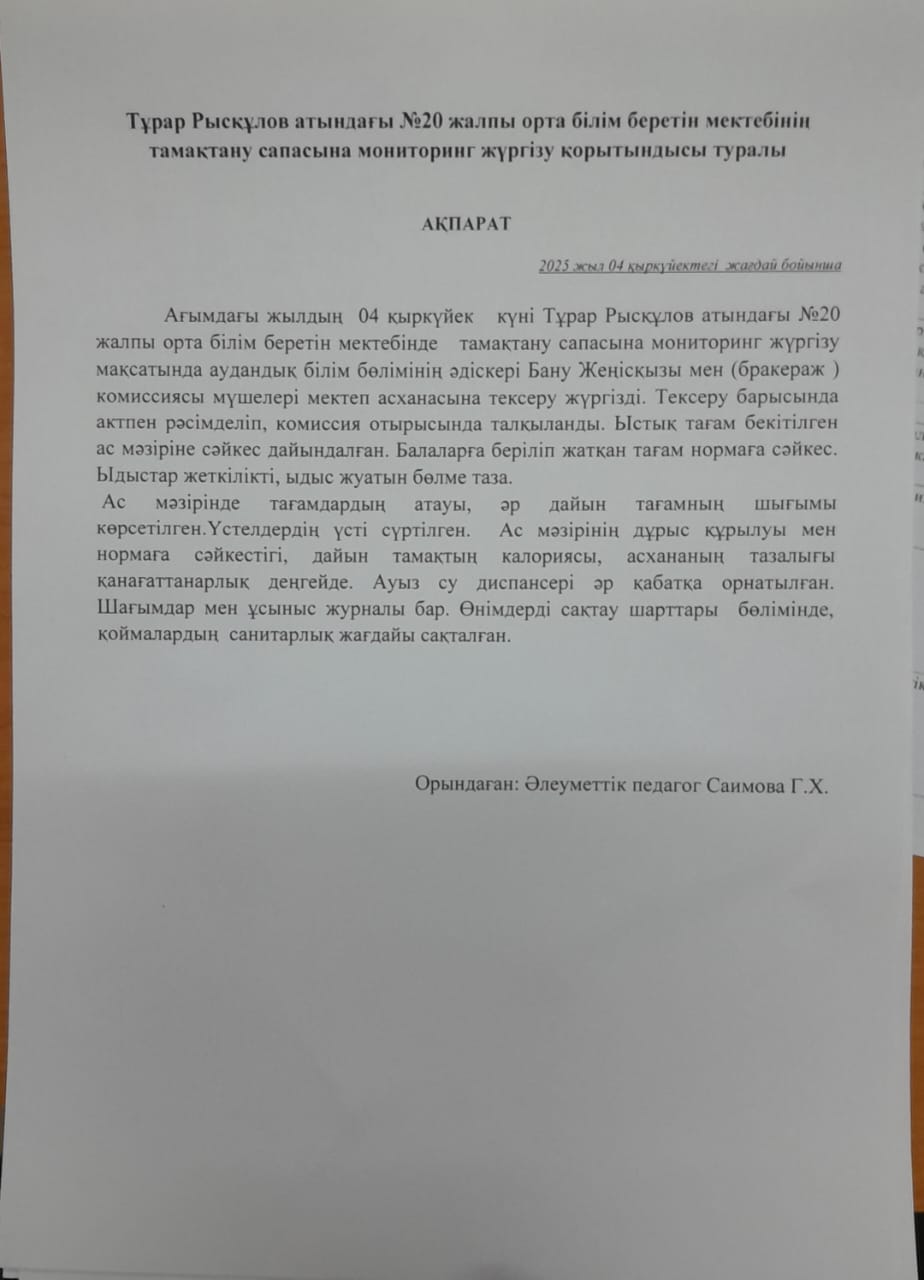 Мониторинг жүргізу актісі 04.09.2025
